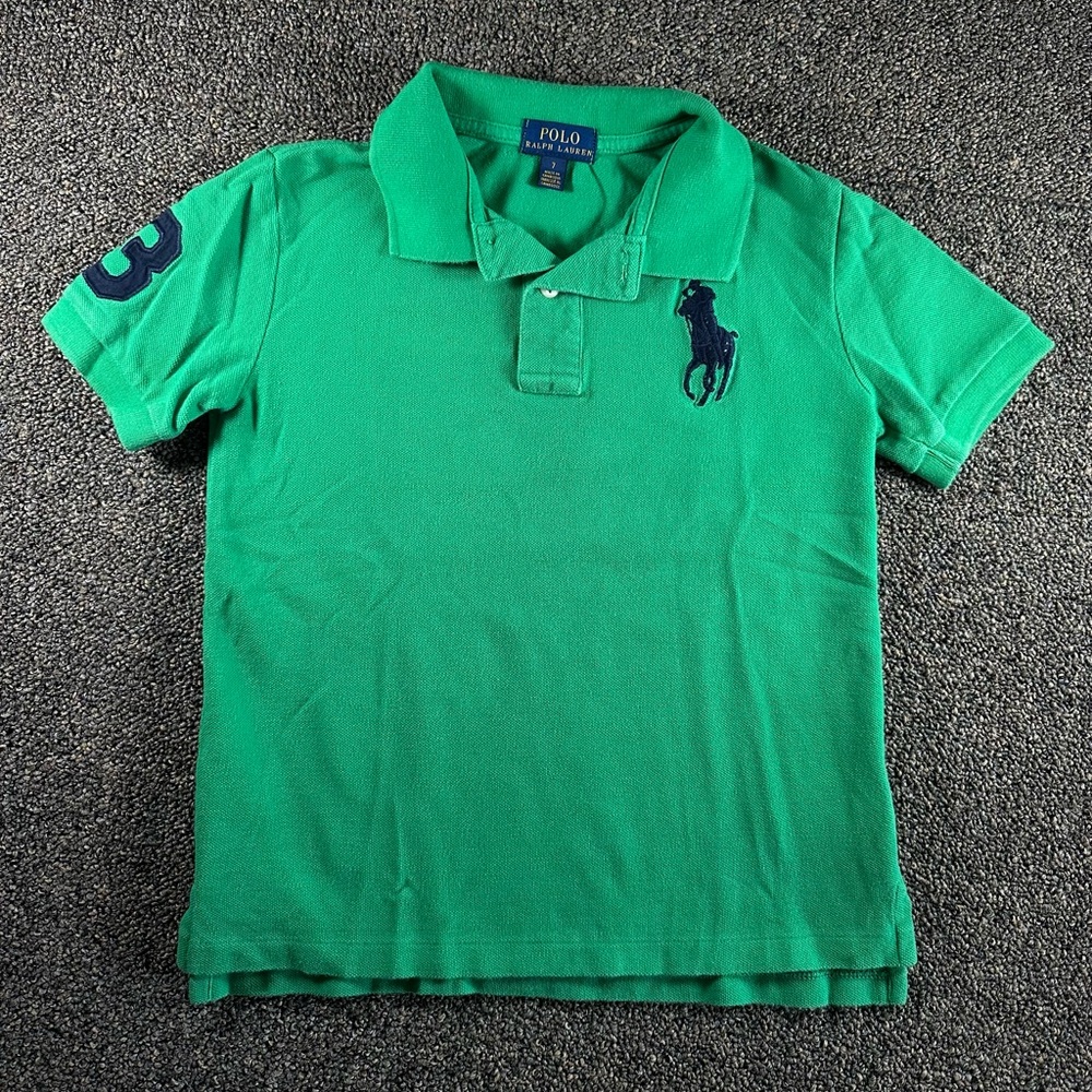 Polo by Ralph Lauren Boys Green Polo Shirt with Navy Logo
